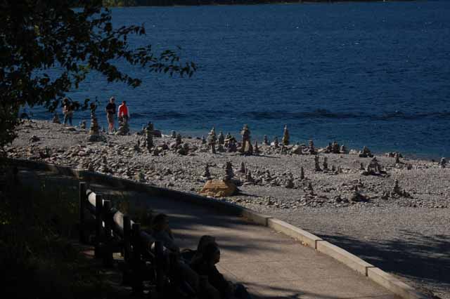 a beach of cairns, McDonald Lake Lodge